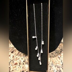 Silver Pearl amd raw Amethyst necklace NWT